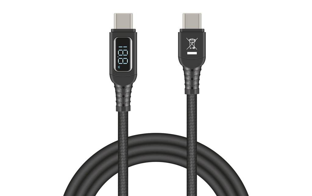 Delock Câble de recharge rapide USB + indicateur de charge PD 140W USB-C - USB-C 1.2 m