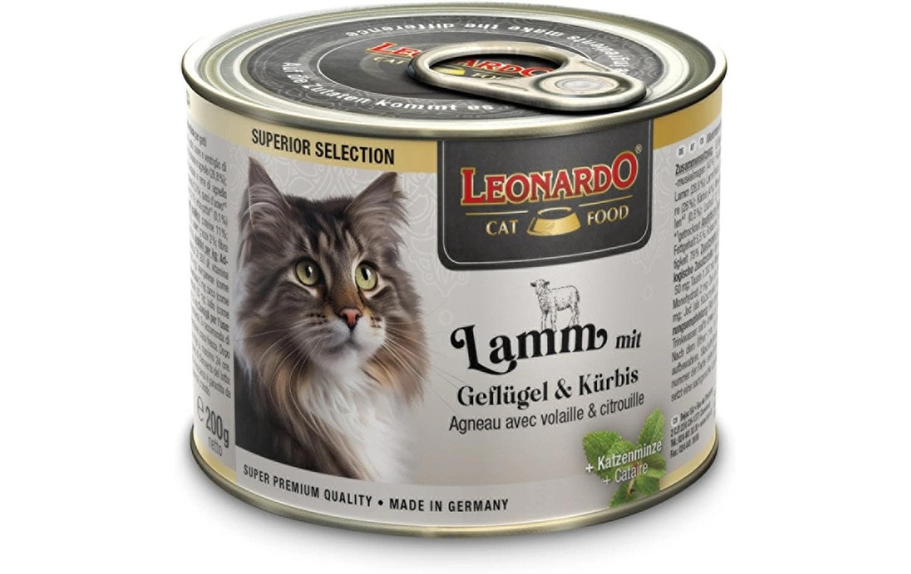 Leonardo Cat Food Alimentation humide Superior Selection agneau, 200 g