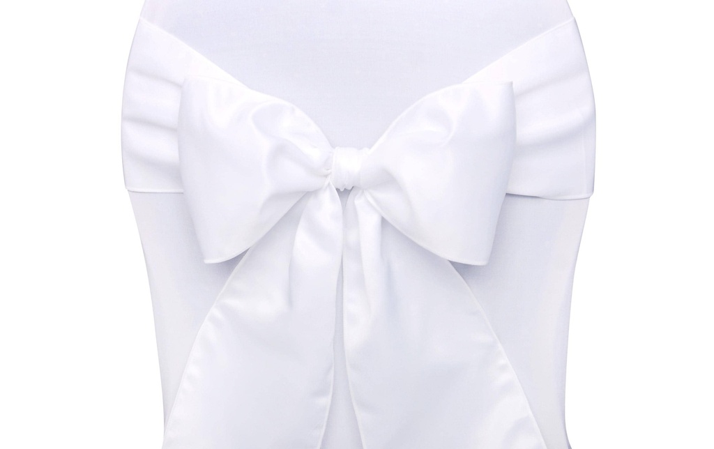Partydeco Accessoires de mariage Nœud de chaise en satin 15 x 275 cm, blanc