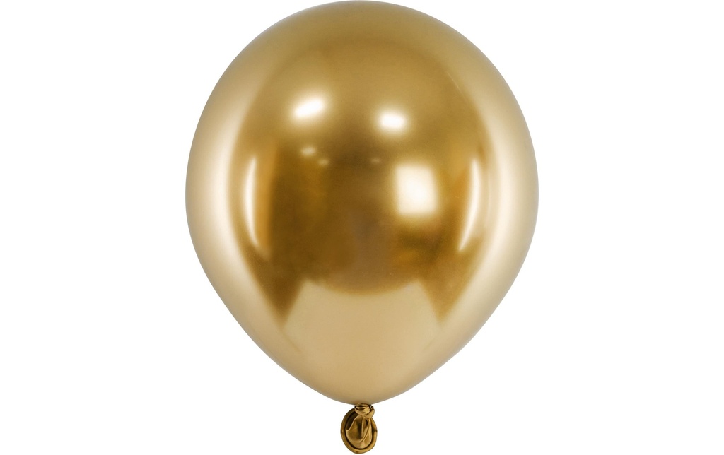 Partydeco Ballon de baudruche Glossy Doré, Ø 12 cm, 50 pièces
