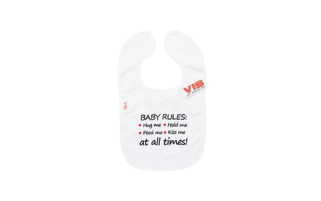 Very Important Baby Bavoir Baby rules Blanc
