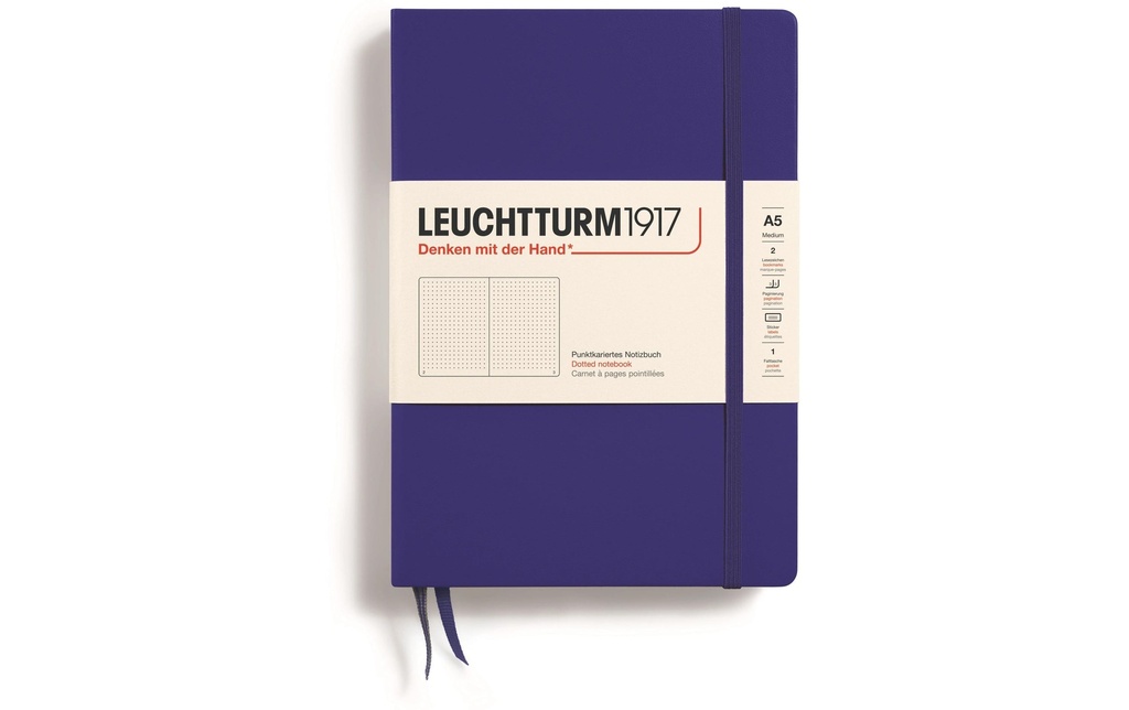Leuchtturm Bloc-notes Medium A5, Pois, Bleu foncé
