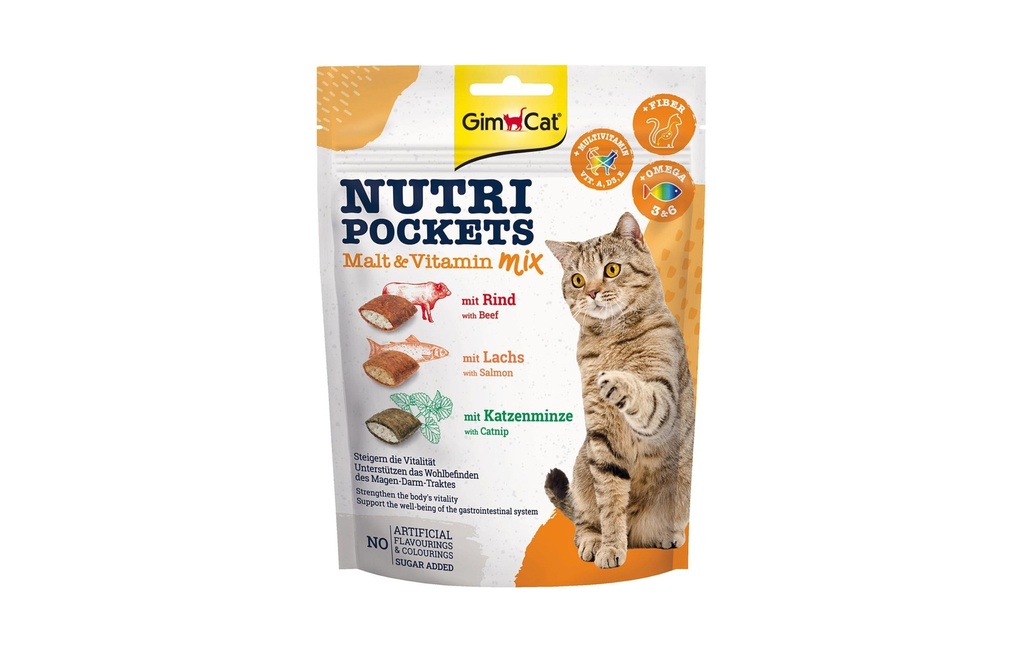 Gimpet Collation pour chat Nutri Pockets Malt &amp; Vitamin Mix, 150g
