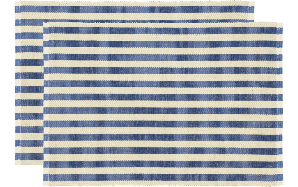 Södahl Set de table Statement Stripe 48 cm x 33 cm, 2 pièces, Bleu/Beige