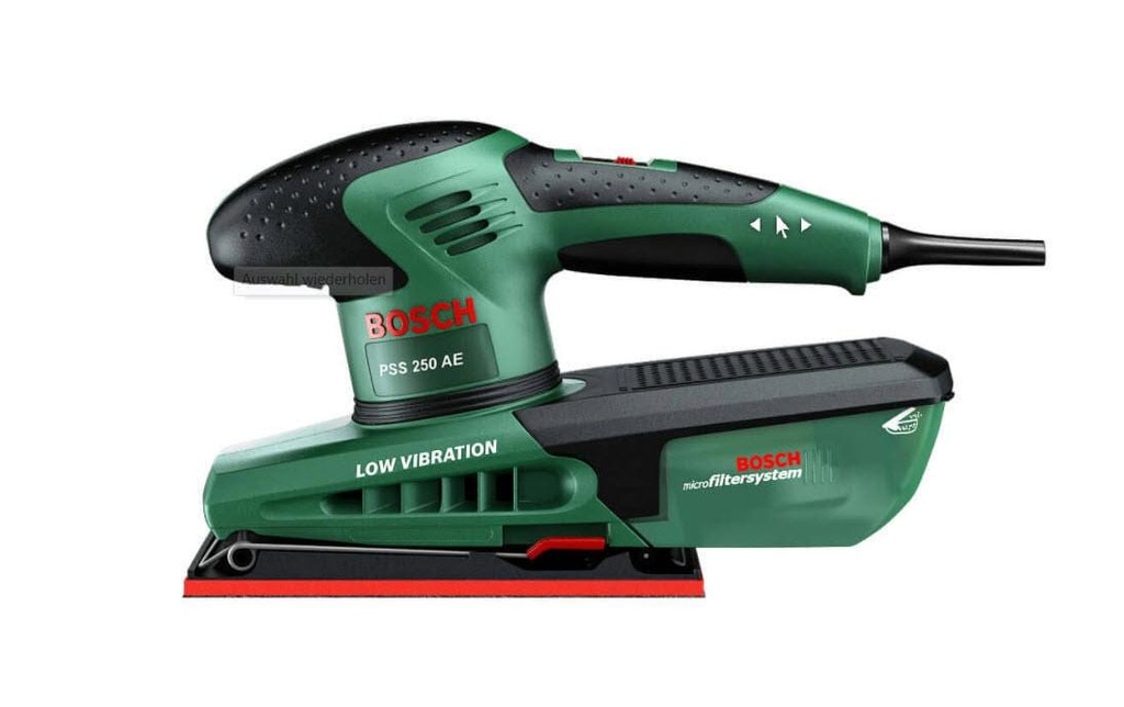 Bosch Ponceuse vibrante PSS 250 AE fonctionnement du secteur