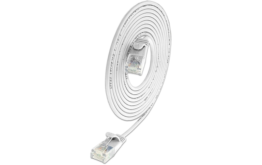 SLIM Câble patch slim RJ-45 - RJ-45, Cat 6A, U/UTP, 0.25 m, Blanc