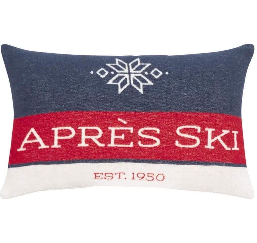 pad Coussin Apres Ski 60 x 35 cm, Bleu/Rouge/Blanc