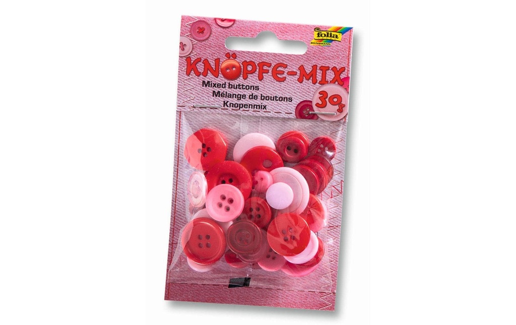 Folia Boutons mixtes Ton sur ton, rouge
