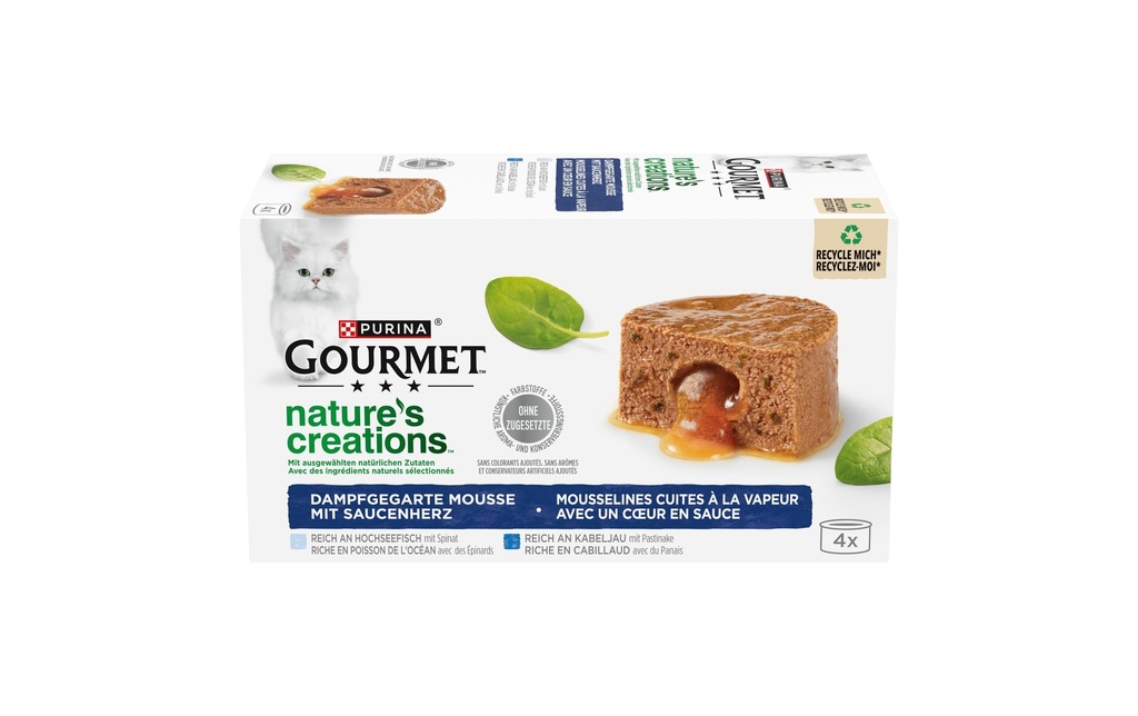 Purina Gourmet Alimentation humide Nature's Creation Noyau Fondant Poisson 4 x 85g