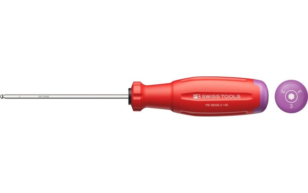 PB Swiss Tools Tournevis pour vis à six pans creux 38206 SwissGrip Evo HEX 3 Six pans creux