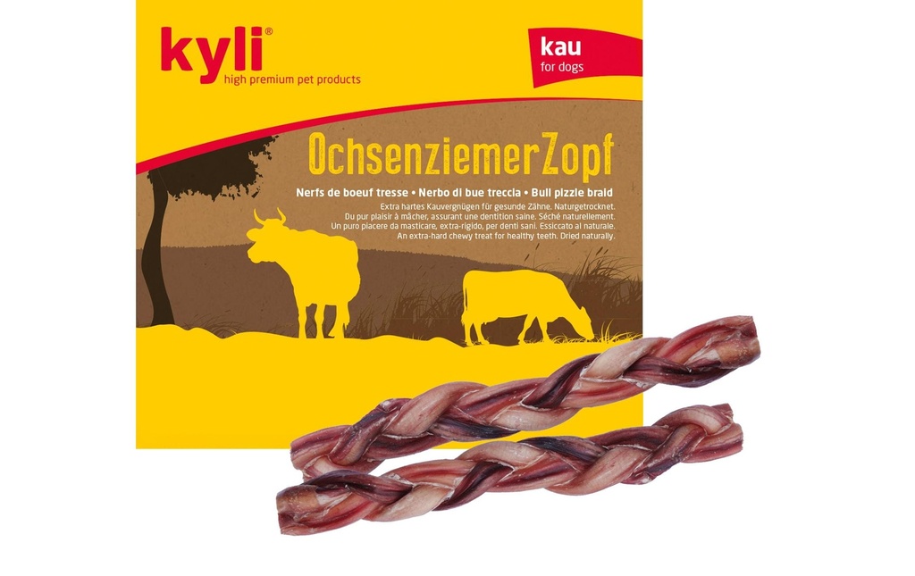 kyli Bâtonnet à mâcher Tresse de bœuf 30 cm 2 pièces