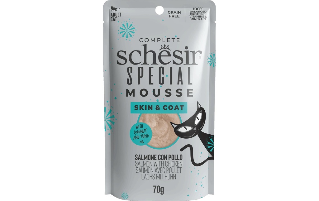 Schesir Alimentation humide Mousse spéciale Skin&amp;Coat, 70 g