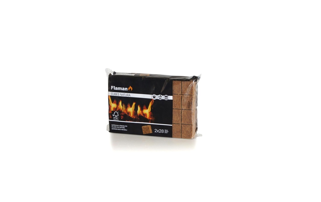 Flaman Allume-feu pour barbecue Cubes Natura, 2 x 28 pièces, FSC