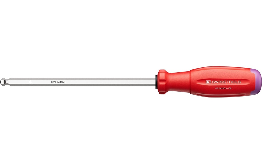PB Swiss Tools Tournevis à tête sphérique PB 38206.8-180 Hexagone interne