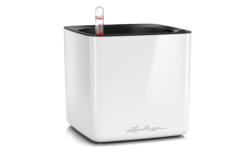 Lechuza Pot de fleur CUBE Glossy 16 Blanc brillant
