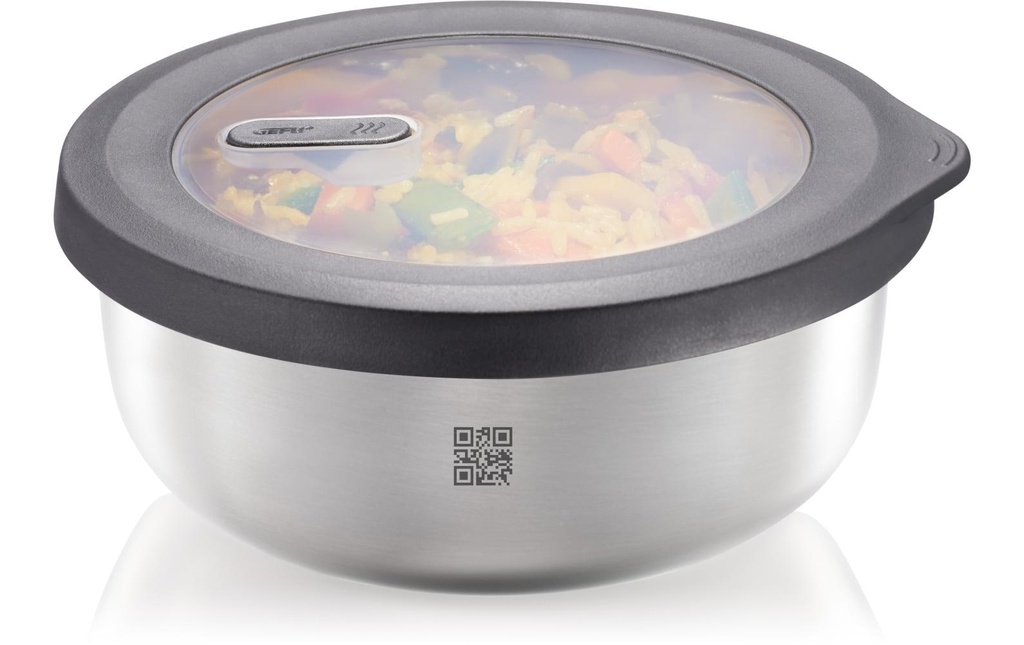 GEFU Boîte à provisions Provido Rond, 1 l, Noir/Argent mat