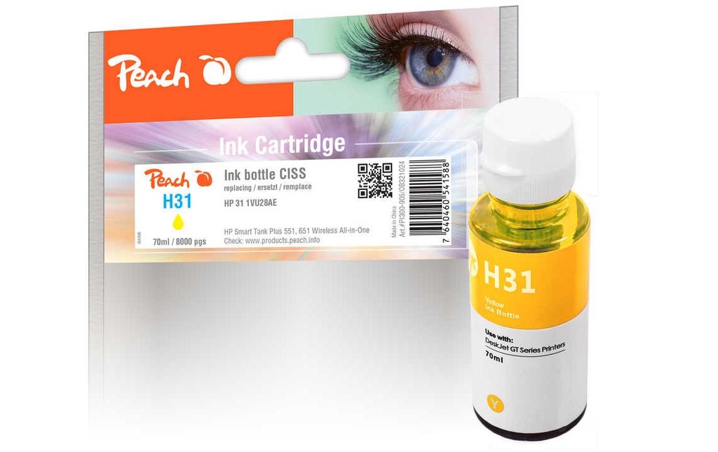 Peach Encre HP 31 (1VU28AE) Yellow