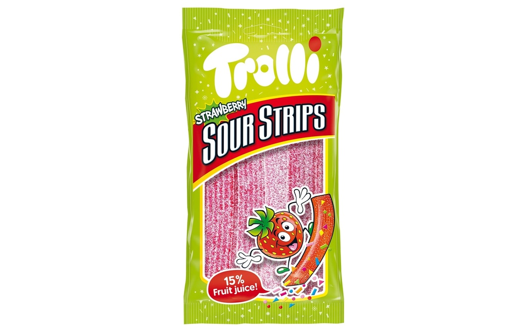 Trolli Bonbons gommeux Strawberry Sour Strips 85 g