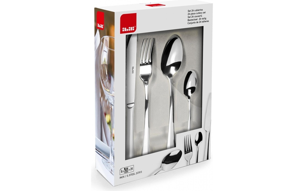 Ibili Kits de couverts en acier inoxydable Cubiertos 24-pièce, argent
