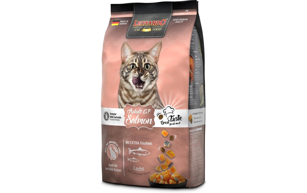 Leonardo Cat Food Alimentation sèche Adult sans céréales au saumon, 1.8 kg