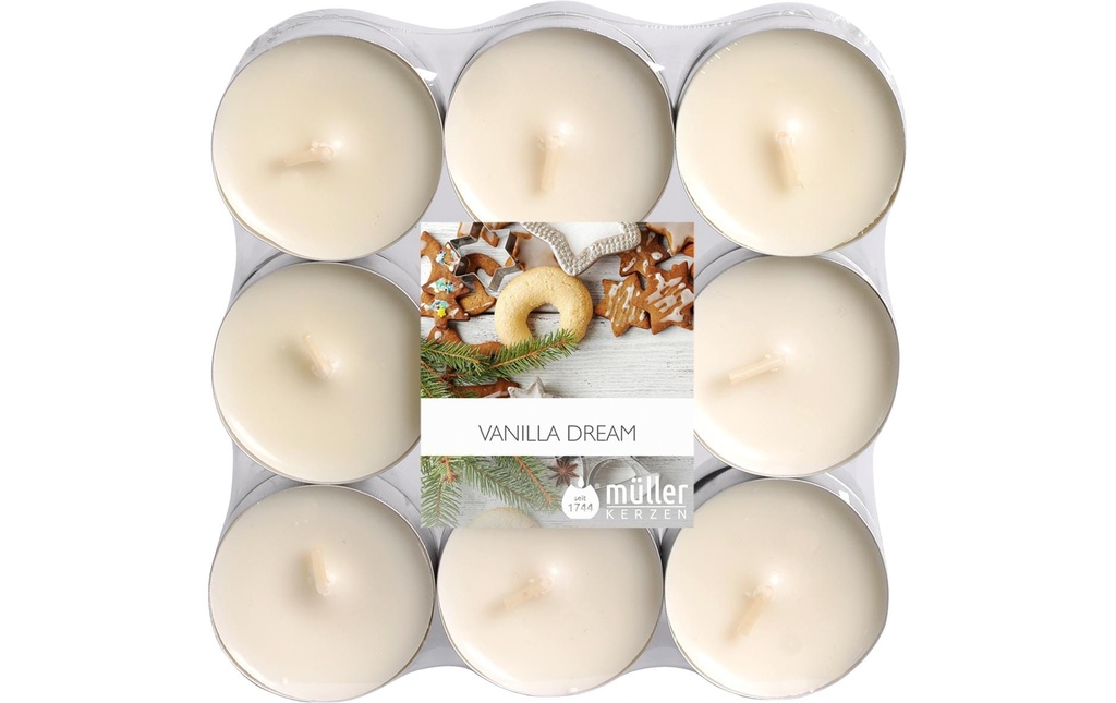 müller Kerzen Bougie parfumée Bougie chauffe-plat Vanilla Dream, Vanille, 18 pièces
