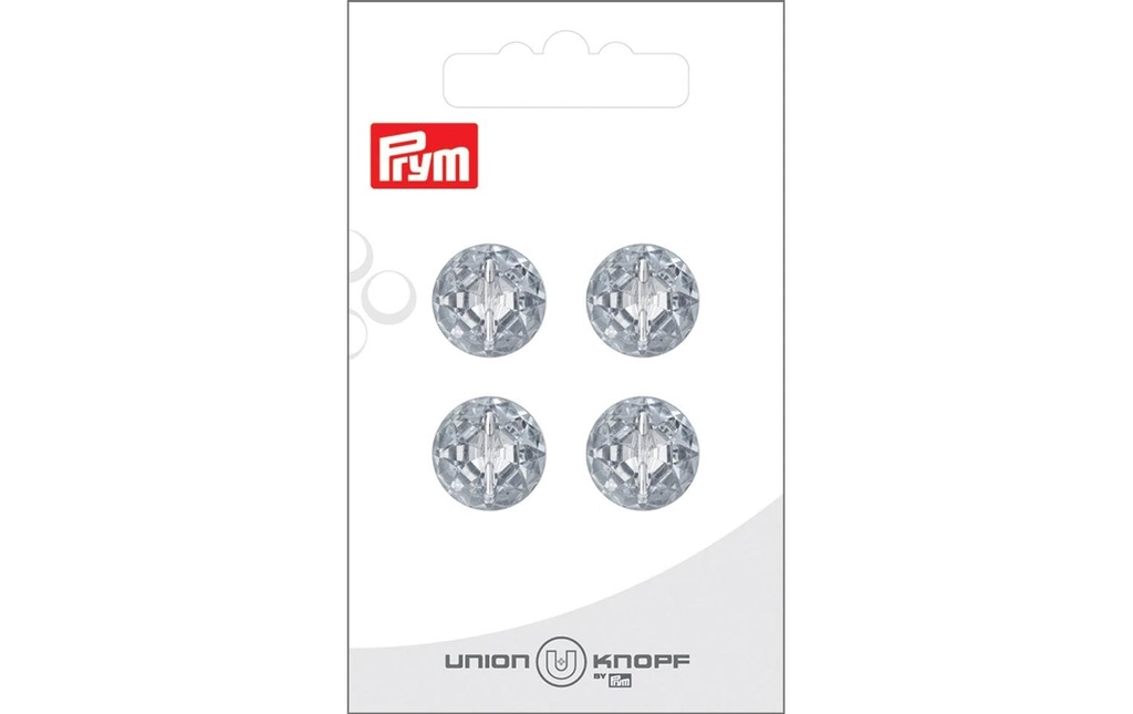 Prym Union Knopf Boutons Cristal 15 mm, 4 pièces, Transparent