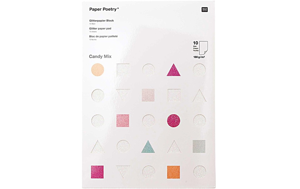 Rico Design Papier pailleté Paper Poetry Candy Mix 10 feuilles