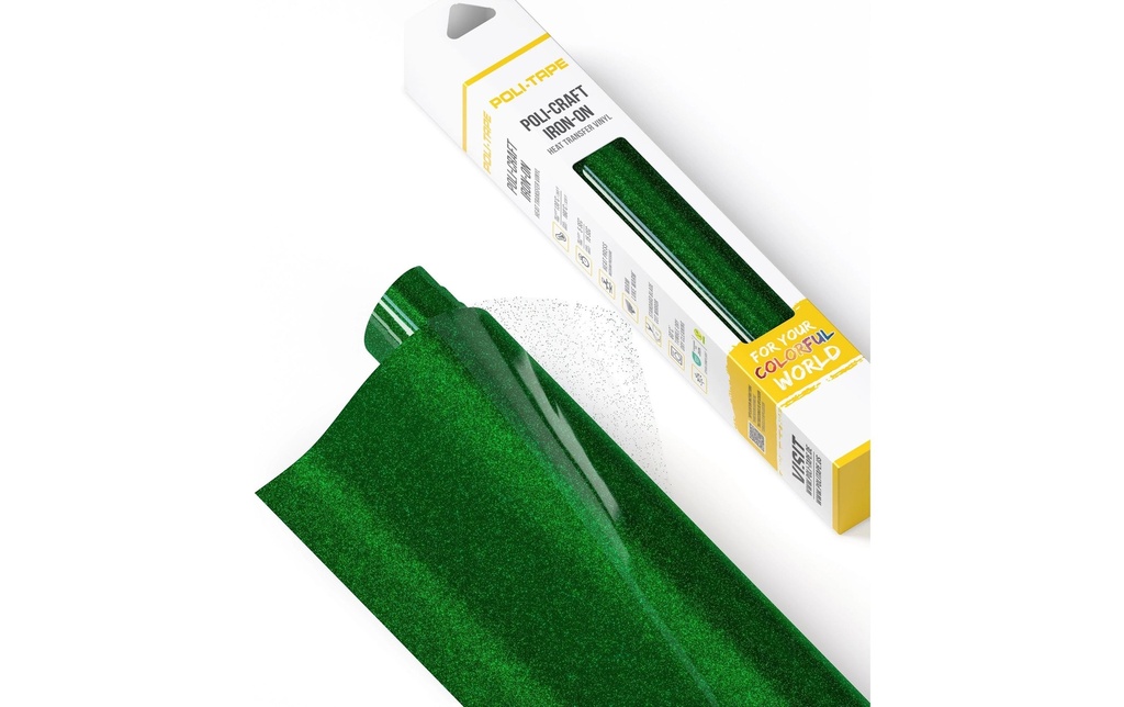 Poli-Tape Film thermocollant Pearl Glitter, 30.5 x 61 cm, vert