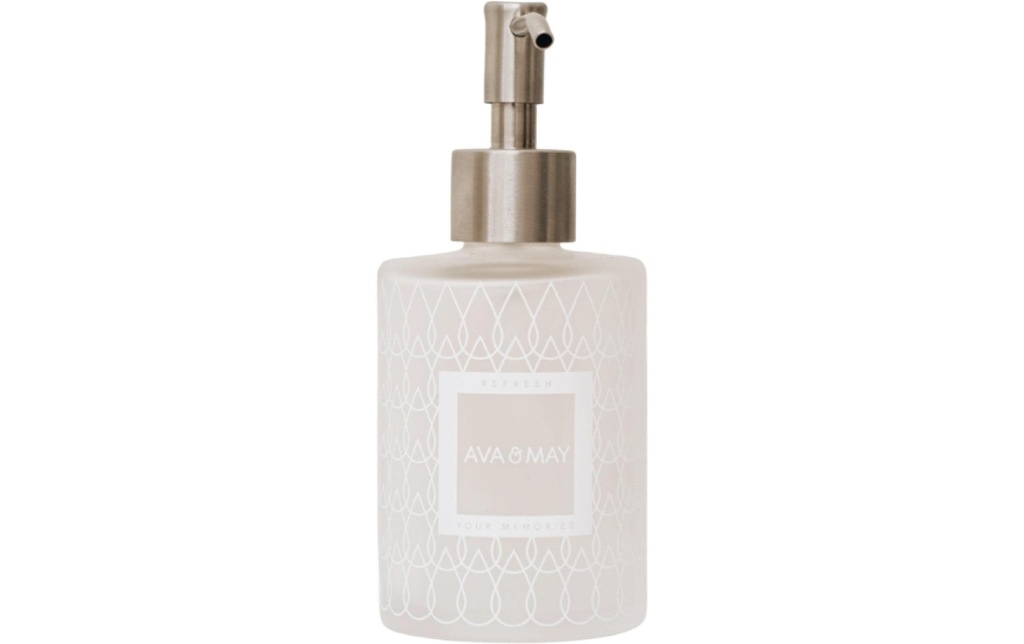AVA & MAY Distributeur de savon en verre 185 ml, Blanc