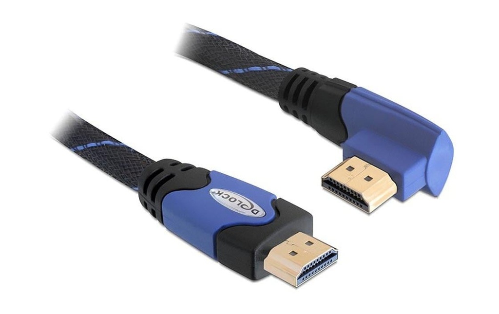Delock Câble coudé à gauche HDMI - HDMI, 3 m, Bleu