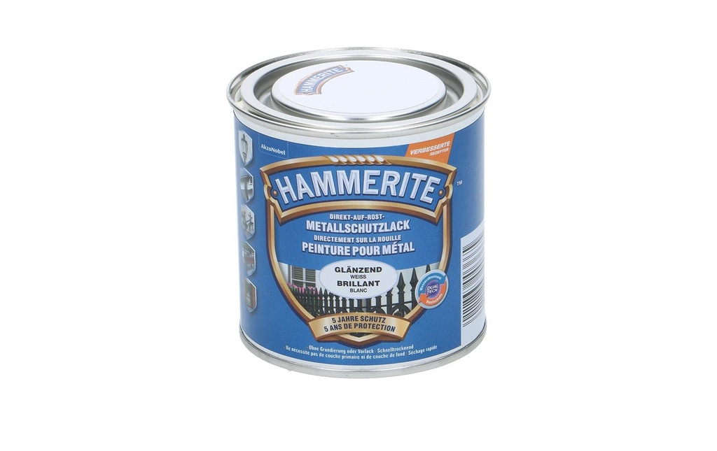 Hammerite Vernis de protection pour métal HG Blanc, 250 ml