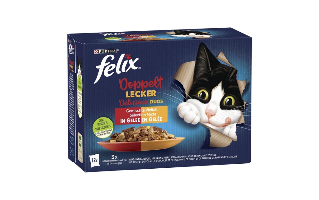 Felix Alimentation humide Doublement délicieux, viande & poisson, 12 x 85 g
