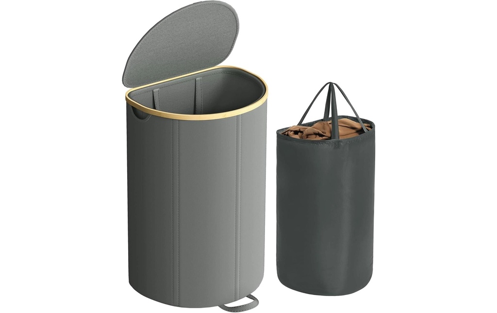 Songmics Corbeille à linge 90 l, Gris