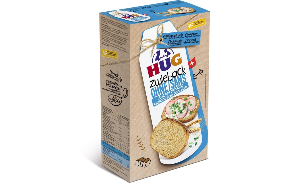 HUG Biscottes sans sucre 250 g