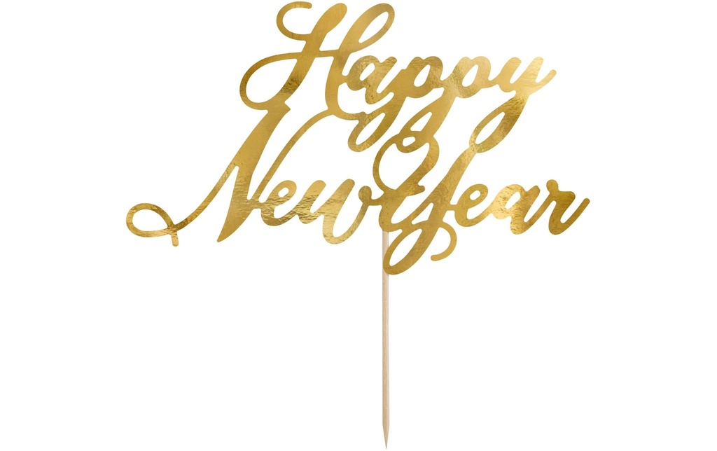 Partydeco Topper pour gâteau Happy New Year 1 Pièce/s, Doré