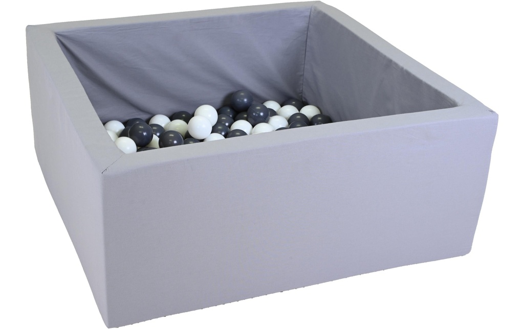 Knorrtoys Piscine à balles soft – carré grey 100 boules grises & blanches