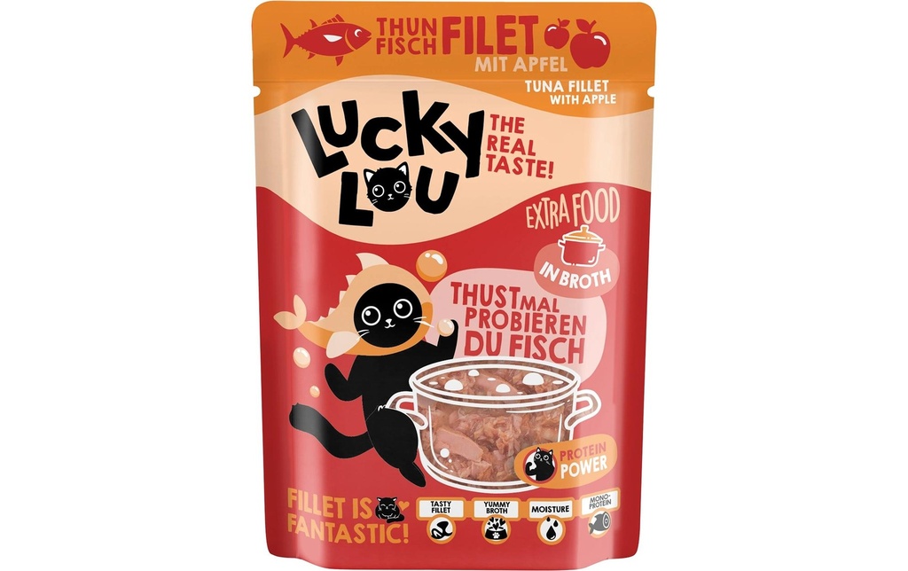 Lucky Lou Extra Food Thon à la pomme en bouillon, 70 g