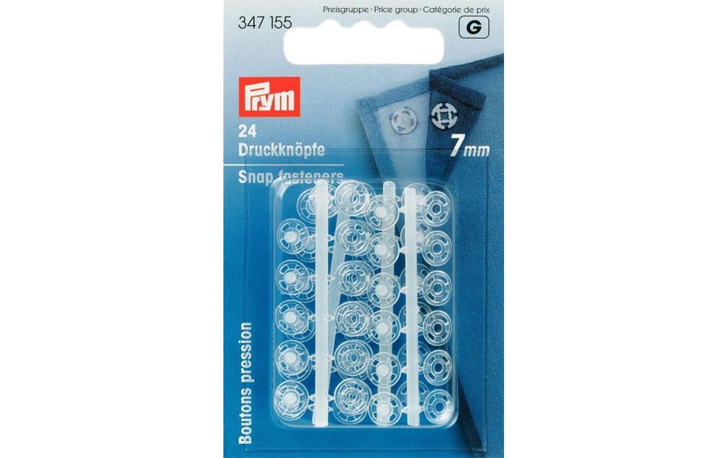 Prym Boutons poussoirs Transparent, 7 mm