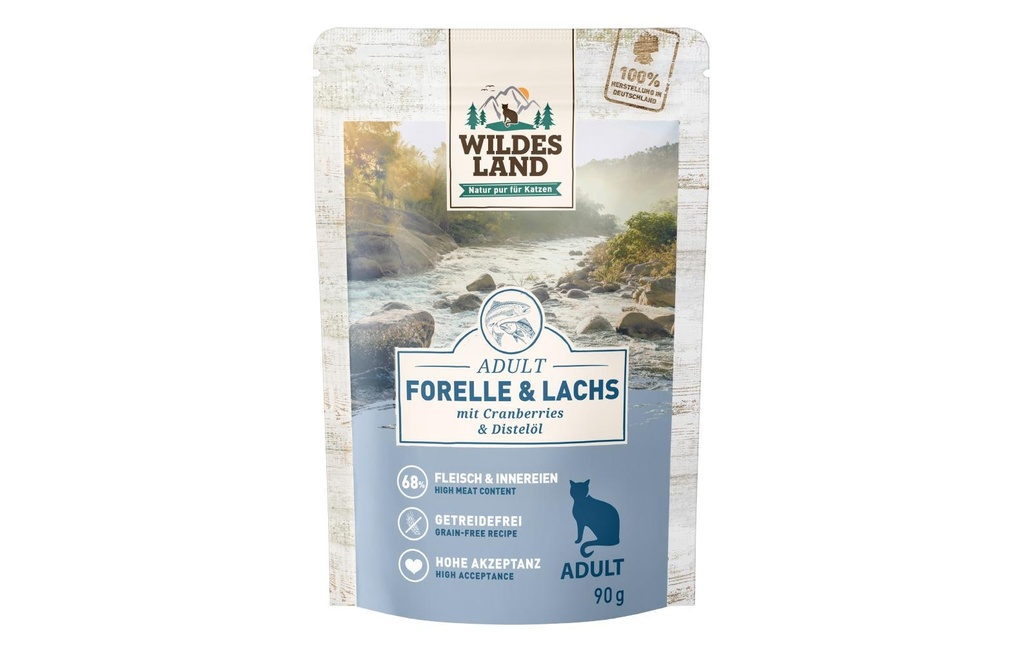 Wildes Land Alimentation humide Adult truite &amp; saumon 90 g