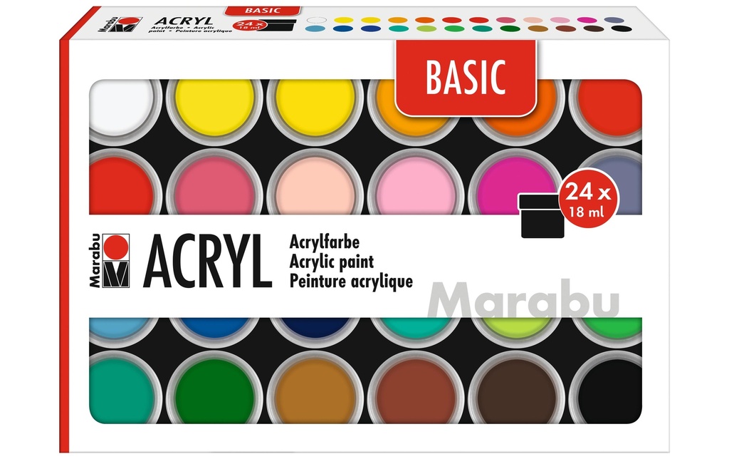 Marabu Peinture acrylique Basic Set 24 x 18 ml