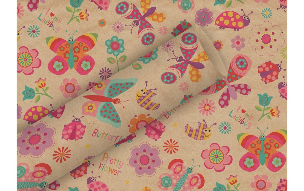 Braun + Company Papier cadeau Par la nature Flying Friends, brun