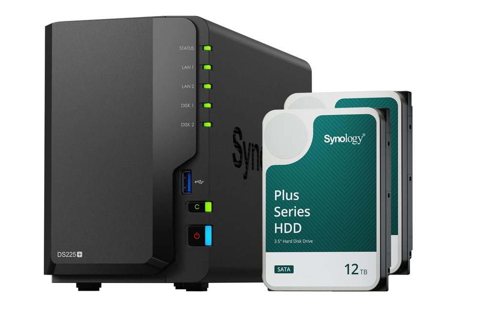 Synology NAS DiskStation DS225+ 2-bay 2x 12 TB HDD Synology Plus