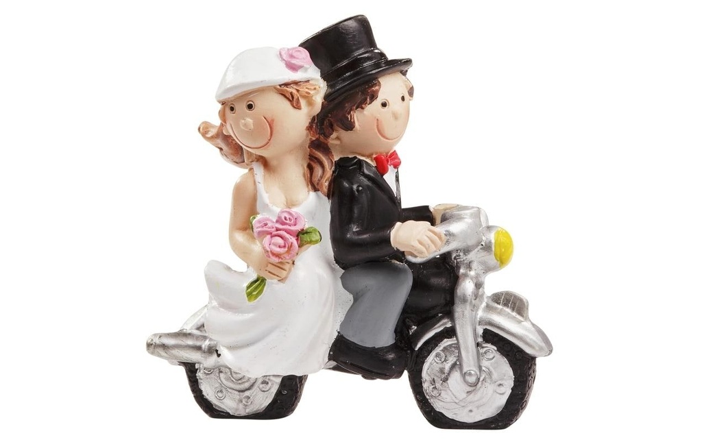 HobbyFun Mini figurine Couple de mariés sur une moto 6 x 5 cm