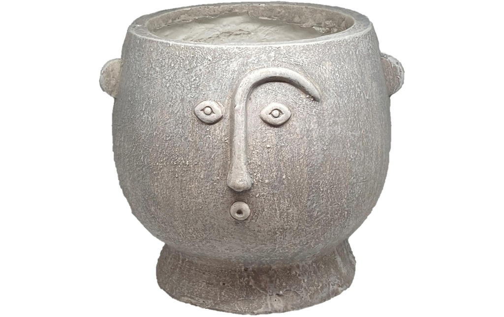 Dameco Pot à fleur avec visage 16 cm, Gris