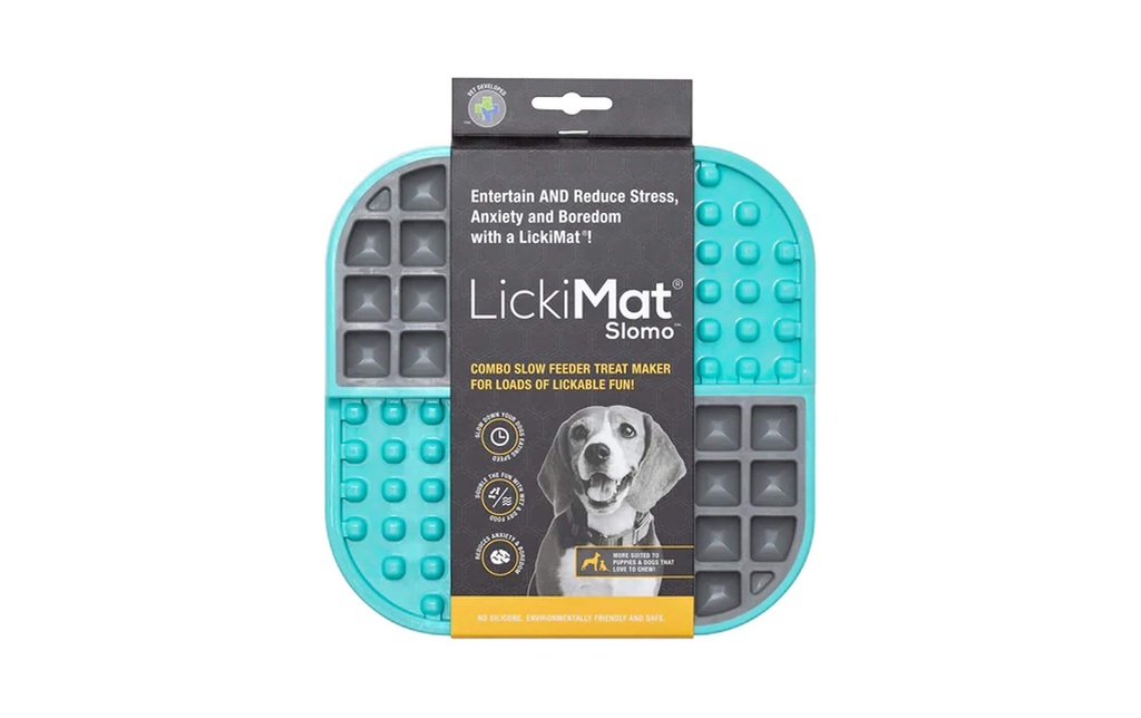 LickiMat Tapis d’alimentation Slomo 20 x 20 cm, turquoise