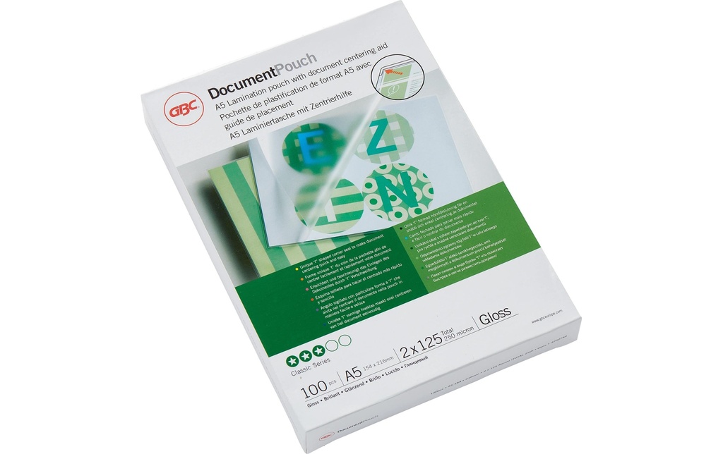GBC Film laminé Premium A5, 125 µm, brillant,100 pièces
