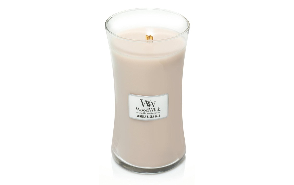 Woodwick Bougie parfumée Vanille et sel marin - Pot moyen