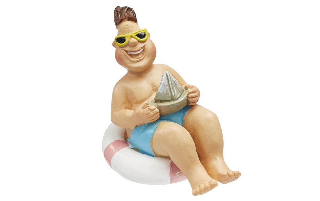 HobbyFun Mini figurine Vacancier se baignant avec un anneau de natation 6 cm