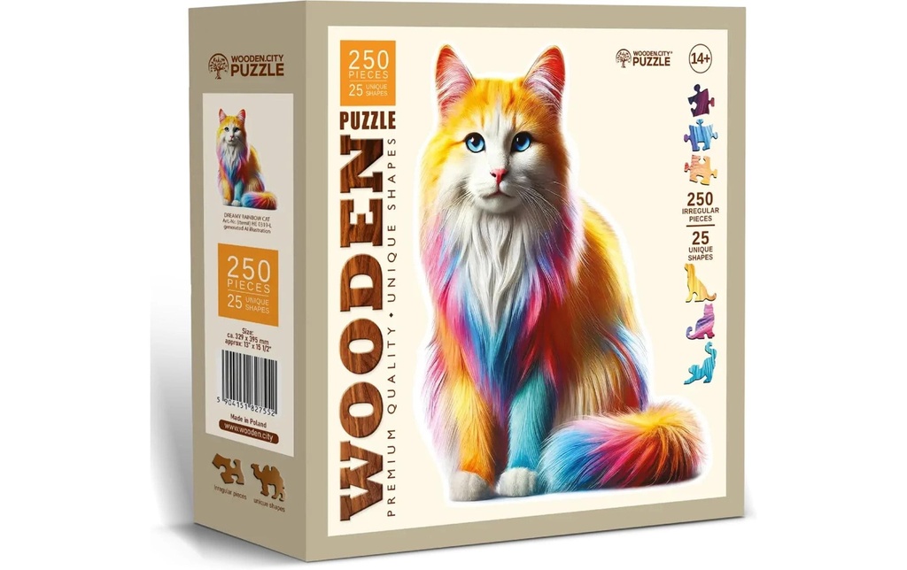 Wooden City Puzzle en bois Dreamy Rainbow Cat L 250 pièces