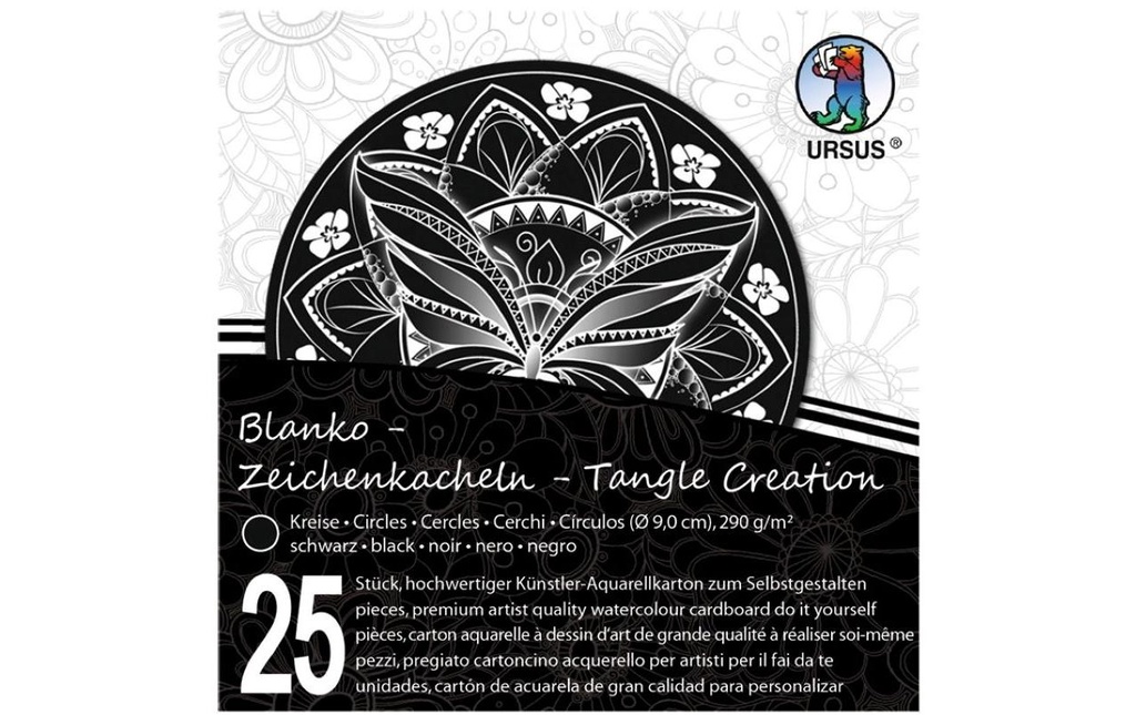 URSUS Bloc aquarelle Carreaux, ø 9 cm, noir, 25 pièces